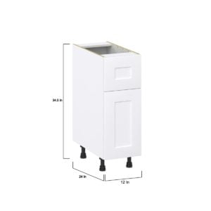 Jasmine Painted Warm White  Shaker Assembled Base Cabinet with 1 Door and a 10 in. Drawer (12 in. W X 34.5 in. H X 24 in. D)