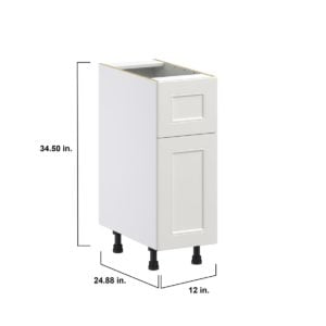 Wisteria Painted Light Gray Recessed Assembled Base Cabinet with 1 Door and a 10 in. Drawer (12 in. W X 34.5 in. H X 24 in. D)