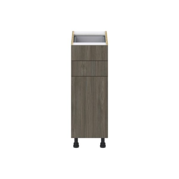 Cordyline Textured Slab Walnut Assembled Base Cabinet with 1 Door and Two 5 in. Drawers (12 in. W X 34.5 in. H X 24 in. D)