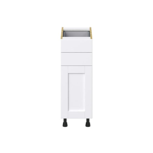 Dahlia Bright White  Shaker Assembled Base Cabinet with 1 Door and Two 5 in. Drawers (12 in. W X 34.5 in. H X 24 in. D)