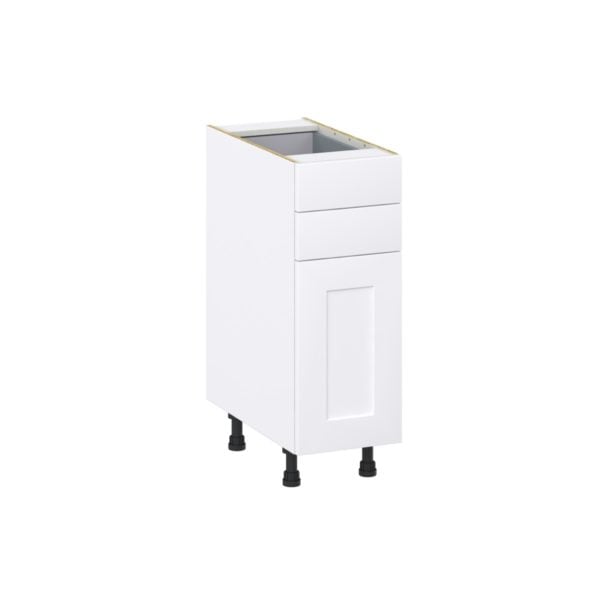 Jasmine Painted Warm White  Shaker Assembled Base Cabinet with 1 Door and Two 5 in. Drawers (12 in. W X 34.5 in. H X 24 in. D)