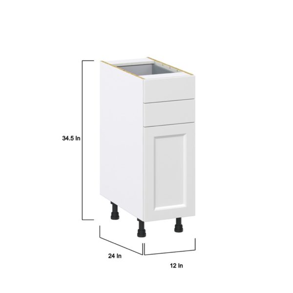 Magnolia Painted Bright White Recessed Assembled Base Cabinet with 1 Door and Two 5 in. Drawers (12 in. W X 34.5 in. H X 24 in. D)