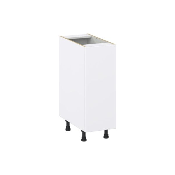 Lily Bright White  Slab Assembled Base Cabinet with 1 Full High Door and 3 Inner Drawers (12 in. W X 34.5 in. H X 24 in. D)