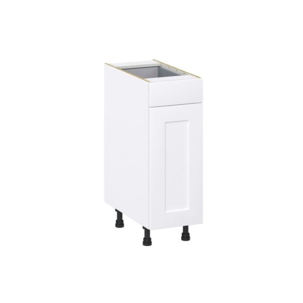 Jasmine Painted Warm White  Shaker Assembled Base Cabinet with 1 Door and 1 Drawer (12 in. W X 34.5 in. H X 24 in. D)