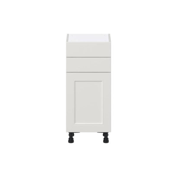 Wisteria Painted Light Gray Recessed Assembled Shallow Base Cabinet with 1 Door and Two 10 in. Drawers (15 in. W x 34.5 in. H x 14 in. D)