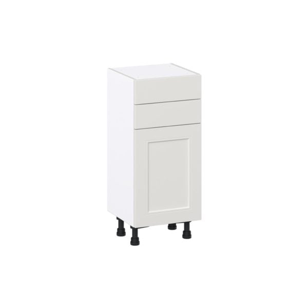 Wisteria Painted Light Gray Recessed Assembled Shallow Base Cabinet with 1 Door and Two 10 in. Drawers (15 in. W x 34.5 in. H x 14 in. D)