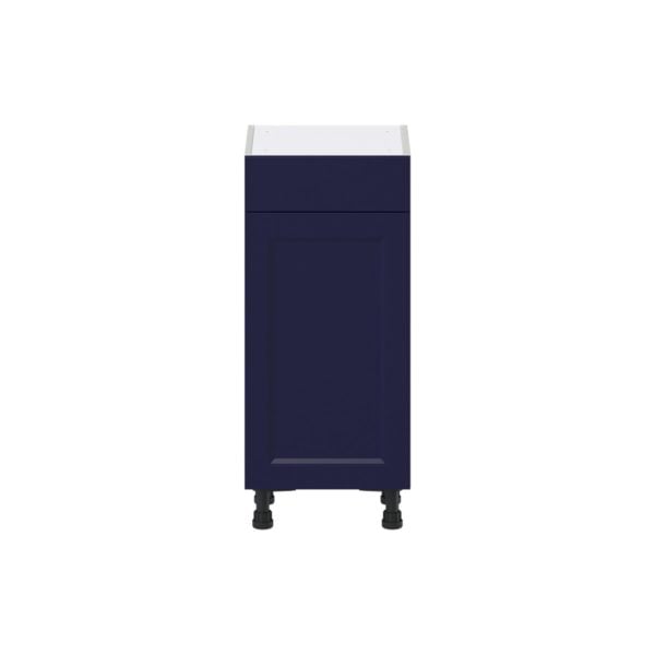 Camellia Painted Midnight Blue Recessed Assembled Shallow Base Cabinet with 1 Door and 1 Drawer (15 in. W x 34.5 in. H x 14 in. D)