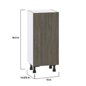 Cordyline Textured Slab Walnut Assembled Shallow Base Cabinet with a Full High Door (15 in. W x 34.5 in. H x 14 in. D)