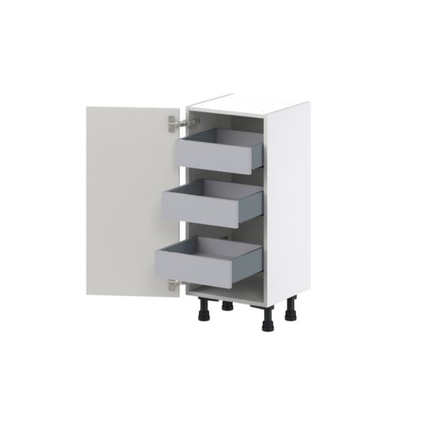 Wisteria Painted Light Gray Recessed Assembled Shallow Base Cabinet with a Full High Door and 3 Inner Drawers (15 in. W x 34.5 in. H x 14 in. D)