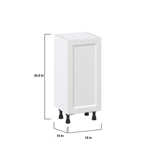 Magnolia Painted Bright White Recessed Assembled Shallow Base Cabinet with a Full High Door (15 in. W x 34.5 in. H x 14 in. D)