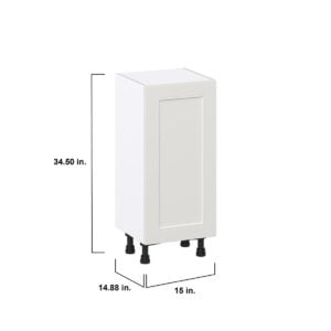 Wisteria Painted Light Gray Recessed Assembled Shallow Base Cabinet with a Full High Door (15 in. W x 34.5 in. H x 14 in. D)