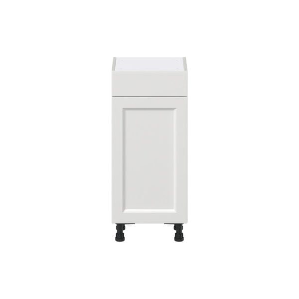 Magnolia Painted Bright White Recessed Assembled Shallow Base Cabinet with 1 Door and 1 Drawer (15 in. W x 34.5 in. H x 14 in. D)