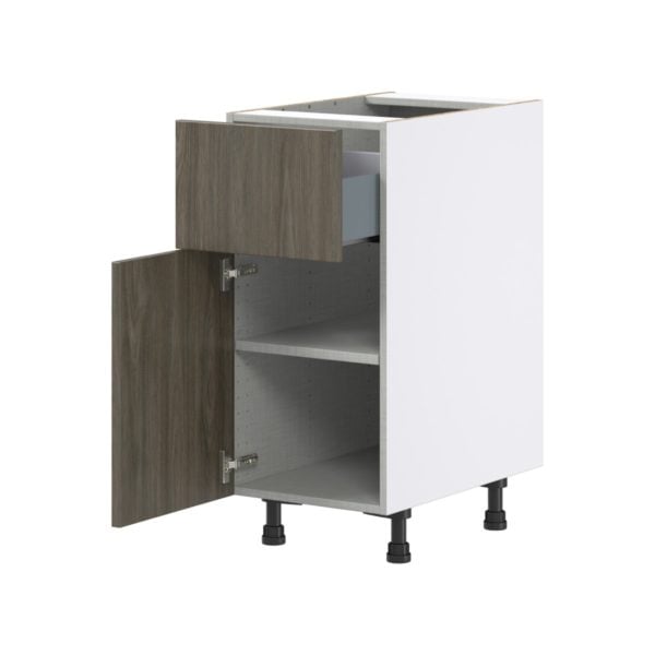 Cordyline Textured Slab Walnut Assembled Base Cabinet with 1 Door and 10 in. Drawer (15 in. W x 34.5 in. H x 24 in. D)