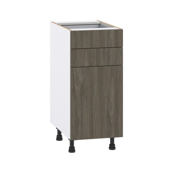 Cordyline Textured Slab Walnut Assembled Base Cabinet with 1 Door and Two 5 in. Drawers (15 in. W x 34.5 in. H x 24 in. D)