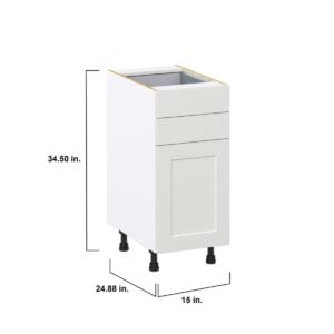 Wisteria Painted Light Gray Recessed Assembled Base Cabinet with 1 Door and Two 5 in. Drawers (15 in. W x 34.5 in. H x 24 in. D)