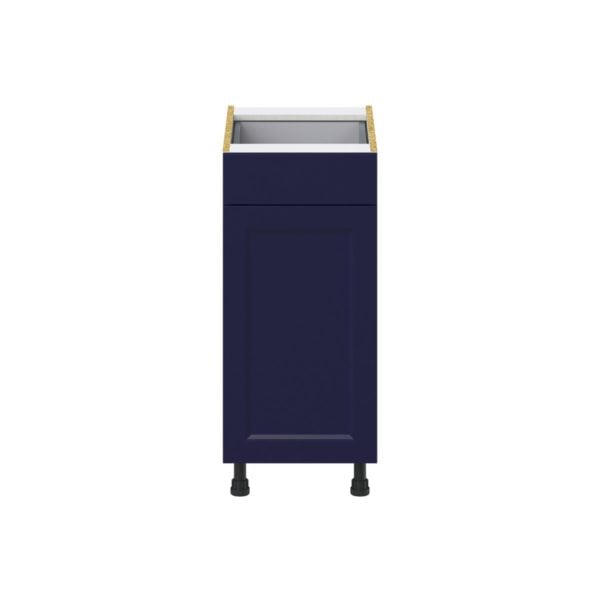 Camellia Painted Midnight Blue Recessed Assembled Base Cabinet with 1 Door and 1 Drawer (15 in. W x 34.5 in. H x 24 in. D)