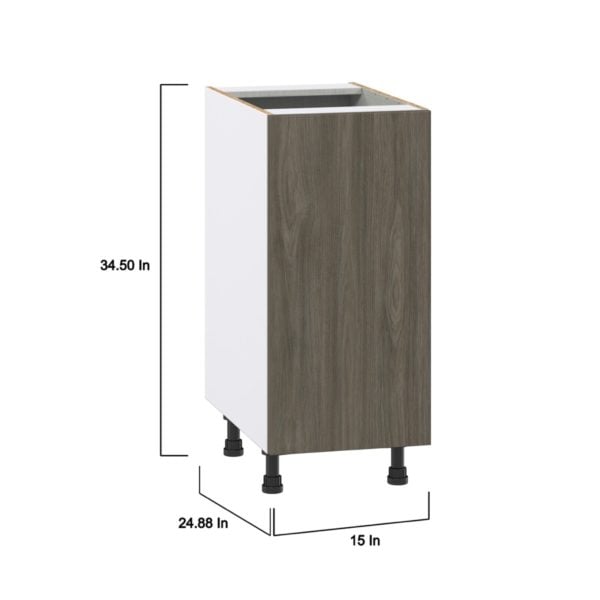 Cordyline Textured Slab Walnut Assembled Base Cabinet with a Full High Door (15 in. W x 34.5 in. H x 24 in. D)