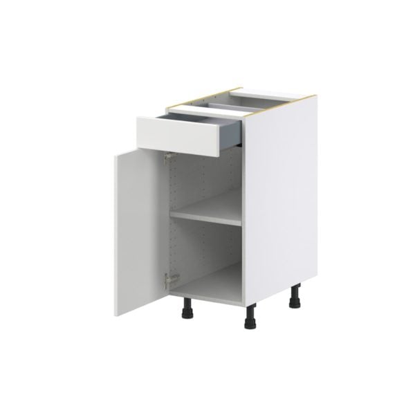 Magnolia Painted Bright White Recessed Assembled Base Cabinet with 1 Door and 1 Drawer (15 in. W x 34.5 in. H x 24 in. D)