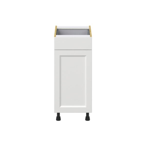 Magnolia Painted Bright White Recessed Assembled Base Cabinet with 1 Door and 1 Drawer (15 in. W x 34.5 in. H x 24 in. D)