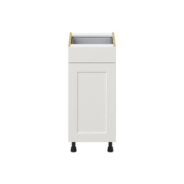 Wisteria Painted Light Gray Recessed Assembled Base Cabinet with 1 Door and 1 Drawer (15 in. W x 34.5 in. H x 24 in. D)