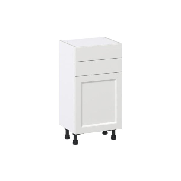 Magnolia Painted Bright White Recessed Assembled Shallow Base Cabinet with 1 Door and Two 10 in. Drawers (18 in. W x 34.5 in. H x 14 in. D)