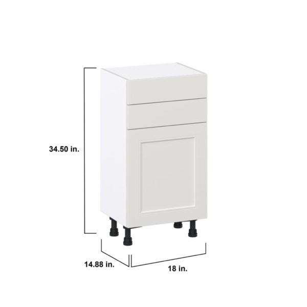 Wisteria Painted Light Gray Recessed Assembled Shallow Base Cabinet with 1 Door and Two 10 in. Drawers (18 in. W x 34.5 in. H x 14 in. D)