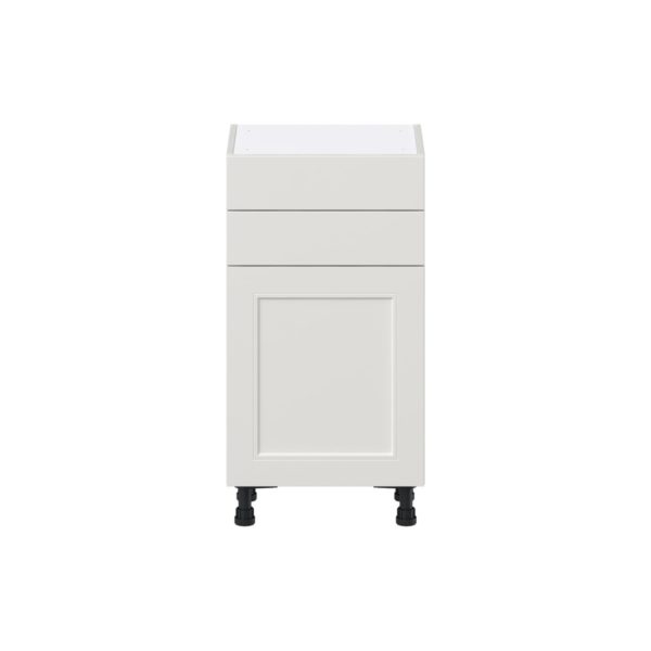 Wisteria Painted Light Gray Recessed Assembled Shallow Base Cabinet with 1 Door and Two 10 in. Drawers (18 in. W x 34.5 in. H x 14 in. D)