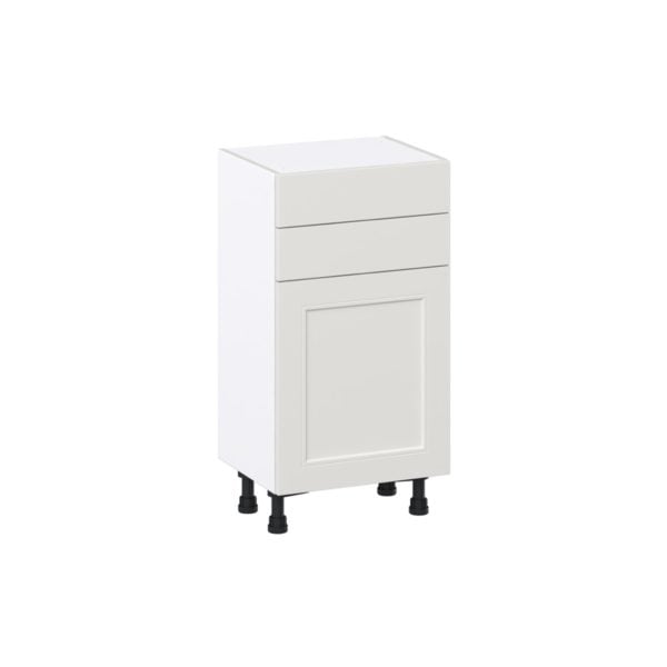 Wisteria Painted Light Gray Recessed Assembled Shallow Base Cabinet with 1 Door and Two 10 in. Drawers (18 in. W x 34.5 in. H x 14 in. D)