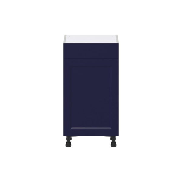 Camellia Painted Midnight Blue Recessed Assembled Shallow Base Cabinet with 1 Door and 1 Drawer (18 in. W x 34.5 in. H x 14 in. D)