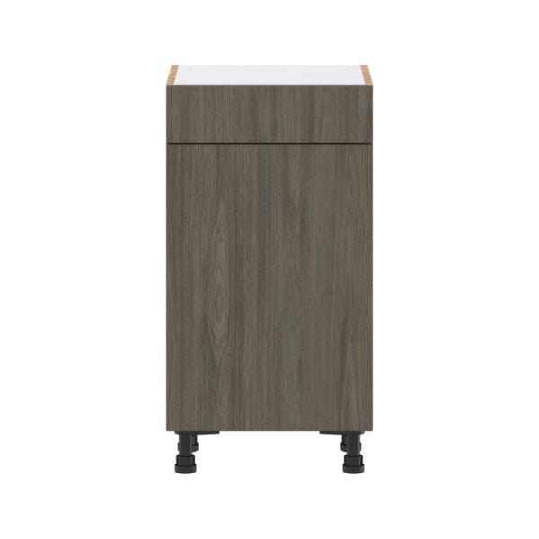 Cordyline Textured Slab Walnut Assembled Shallow Base Cabinet with 1 Door and 1 Drawer (18 in. W x 34.5 in. H x 14 in. D)