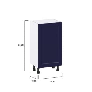 Camellia Painted Midnight Blue Recessed Assembled Shallow Base Cabinet with a Full High Door(18 in. W x 34.5 in. H x 14 in. D)