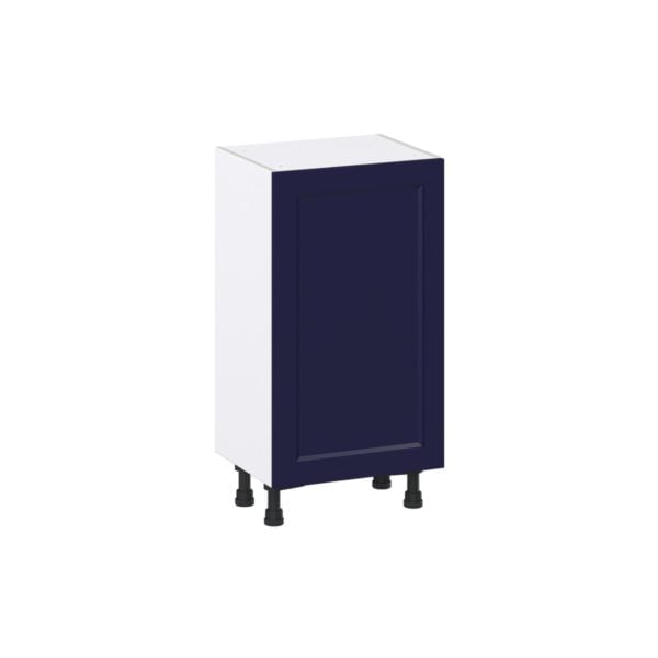 Camellia Painted Midnight Blue Recessed Assembled Shallow Base Cabinet with a Full High Door and 3 Inner Drawers (18 in. W x 34.5 in. H x 14 in. D)