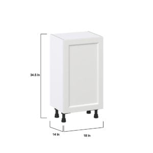 Magnolia Painted Bright White Recessed Assembled Shallow Base Cabinet with a Full High Door and 3 Inner Drawers (18 in. W x 34.5 in. H x 14 in. D)