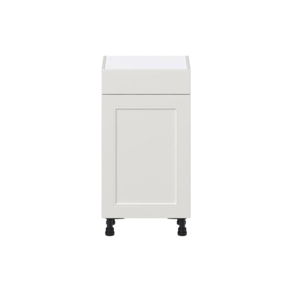 Wisteria Painted Light Gray Recessed Assembled Shallow Base Cabinet with 1 Door and 1 Drawer (18 in. W x 34.5 in. H x 14 in. D)