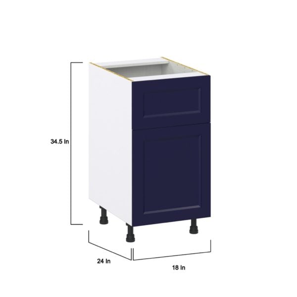 Camellia Painted Midnight Blue Recessed Assembled Base Cabinet with 1 Door and 10 in. Drawer (18 in. W x 34.5 in. H x 24 in. D)