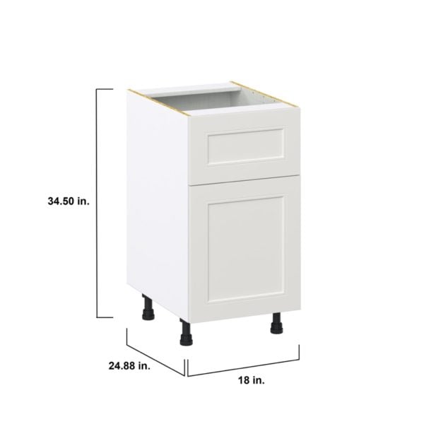 Wisteria Painted Light Gray Recessed Assembled Base Cabinet with 1 Door and 10 in. Drawer (18 in. W x 34.5 in. H x 24 in. D)