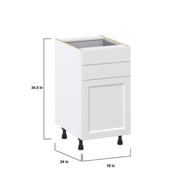 Magnolia Painted Bright White Recessed Assembled Base Cabinet with 1 Door and Two 5 in. Drawers (18 in. W x 34.5 in. H x 24 in. D)