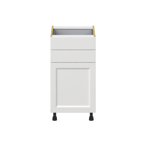 Magnolia Painted Bright White Recessed Assembled Base Cabinet with 1 Door and Two 5 in. Drawers (18 in. W x 34.5 in. H x 24 in. D)