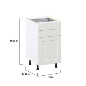 Wisteria Painted Light Gray Recessed Assembled Base Cabinet with 1 Door and Two 5 in. Drawers (18 in. W x 34.5 in. H x 24 in. D)