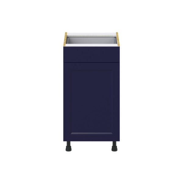 Camellia Painted Midnight Blue Recessed Assembled Base Cabinet with 1 Door and 1 Drawer (18 in. W x 34.5 in. H x 24 in. D)