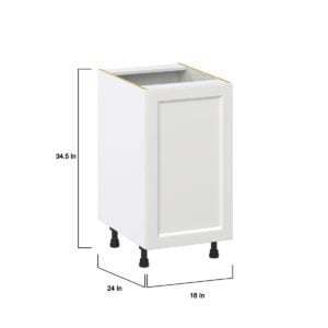 Magnolia Painted Bright White Recessed Assembled Base Cabinet with a Full High Door and 3 Inner Drawers (18 in. W x 34.5 in. H x 24 in. D)