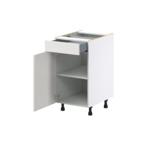 Wisteria Painted Light Gray Recessed Assembled Base Cabinet with 1 Door and 1 Drawer (18 in. W x 34.5 in. H x 24 in. D)