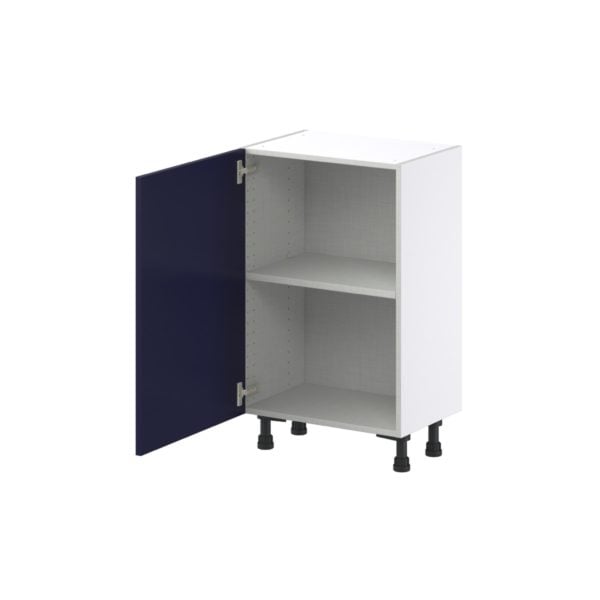 Camellia Painted Midnight Blue Recessed Assembled Shallow Base Cabinet with a Full High Door (21 in. W x 34.5 in. H x 14 in. D)