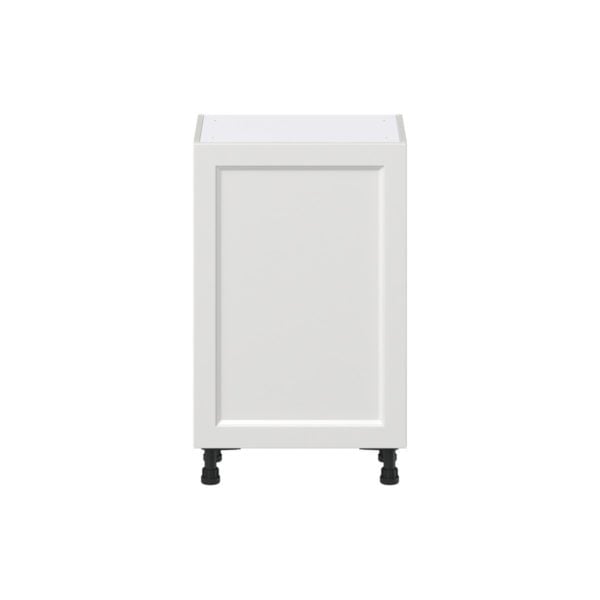 Magnolia Painted Bright White Recessed Assembled Shallow Base Cabinet with a Full High Door (21 in. W x 34.5 in. H x 14 in. D)