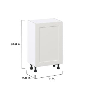 Wisteria Painted Light Gray Recessed Assembled Shallow Base Cabinet with a Full High Door (21 in. W x 34.5 in. H x 14 in. D)