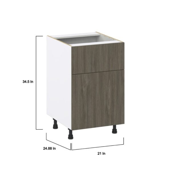 Cordyline Textured Slab Walnut Assembled Base Cabinet with 1 Door and a 10 in. Drawer (21 in. W X 34.5 in. H X 24 in. D)