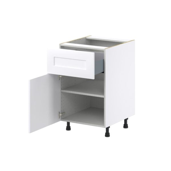 Jasmine Painted Warm White  Shaker Assembled Base Cabinet with 1 Door and a 10 in. Drawer (21 in. W X 34.5 in. H X 24 in. D)