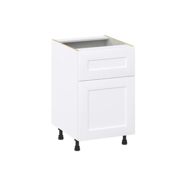 Jasmine Painted Warm White  Shaker Assembled Base Cabinet with 1 Door and a 10 in. Drawer (21 in. W X 34.5 in. H X 24 in. D)