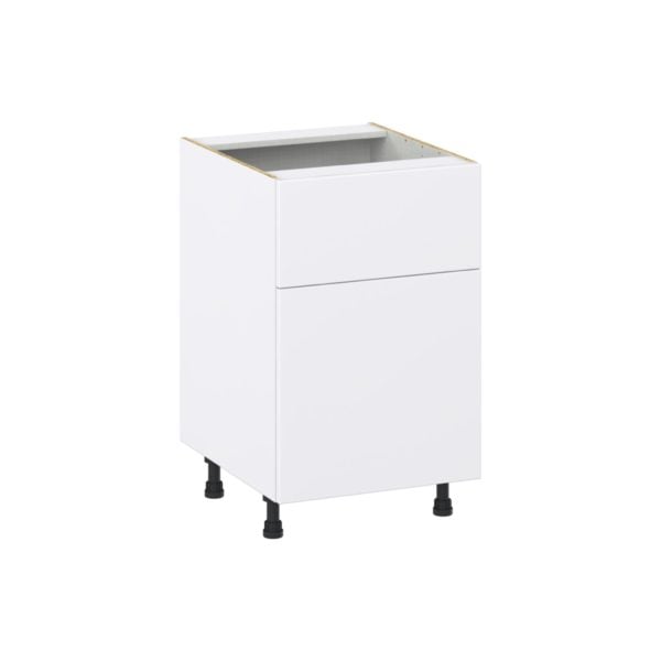 Lily Bright White  Slab Assembled Base Cabinet with 1 Door and a 10 in. Drawer (21 in. W X 34.5 in. H X 24 in. D)