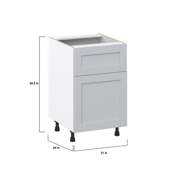 Sea Holly Light Gray  Shaker Assembled Base Cabinet with 1 Door and a 10 in. Drawer (21 in. W X 34.5 in. H X 24 in. D)